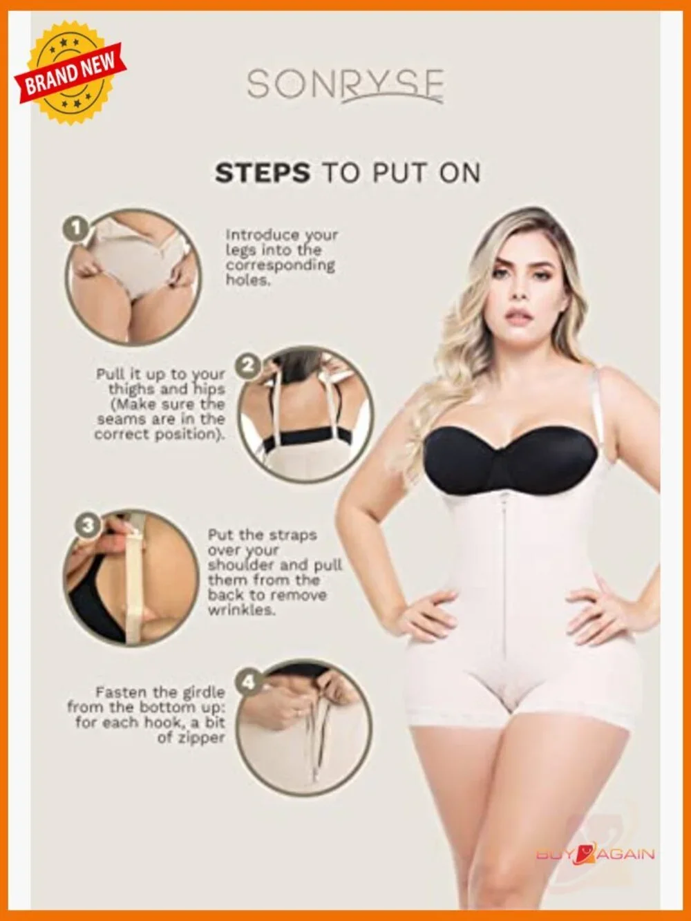 Colombian Postpartum Shapewear Bodysuit Front Zipper Tummy Control